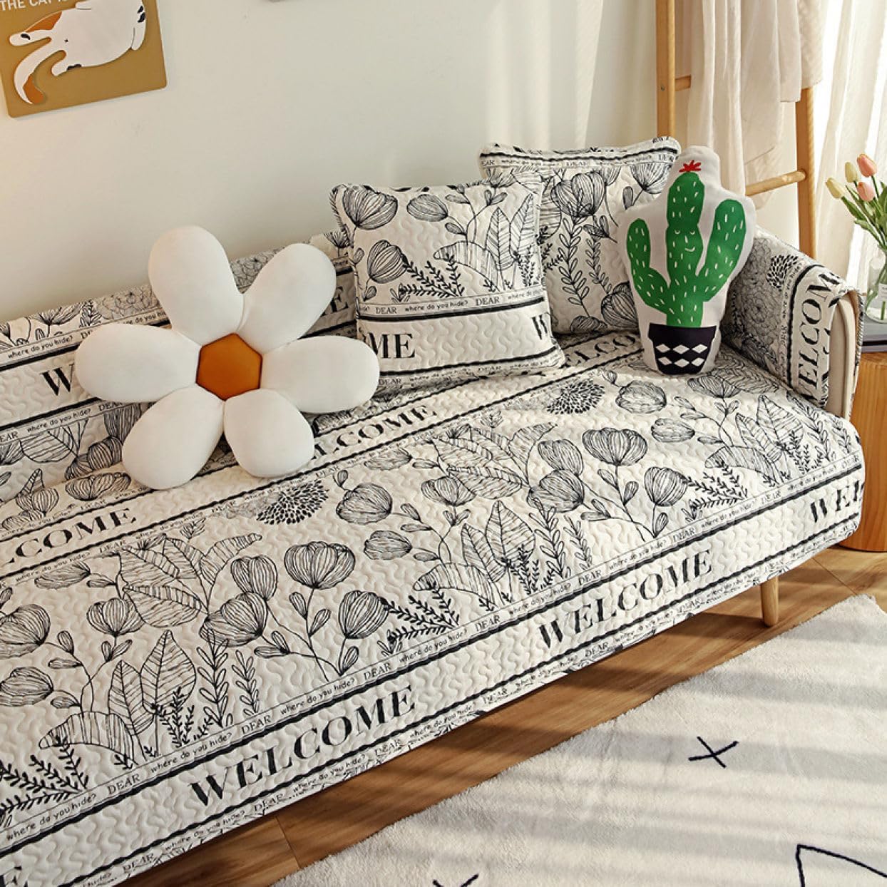 ソファーシーツ ソファーカバー ベージュ 葉柄 3人掛け マルチカバー 肘付き 簡潔デザイン おしゃれ 防塵 ソファー保護 滑り止め 傷 防止 犬 猫 滑り止め 柔らかい ソファ家具 プロテクター 洗