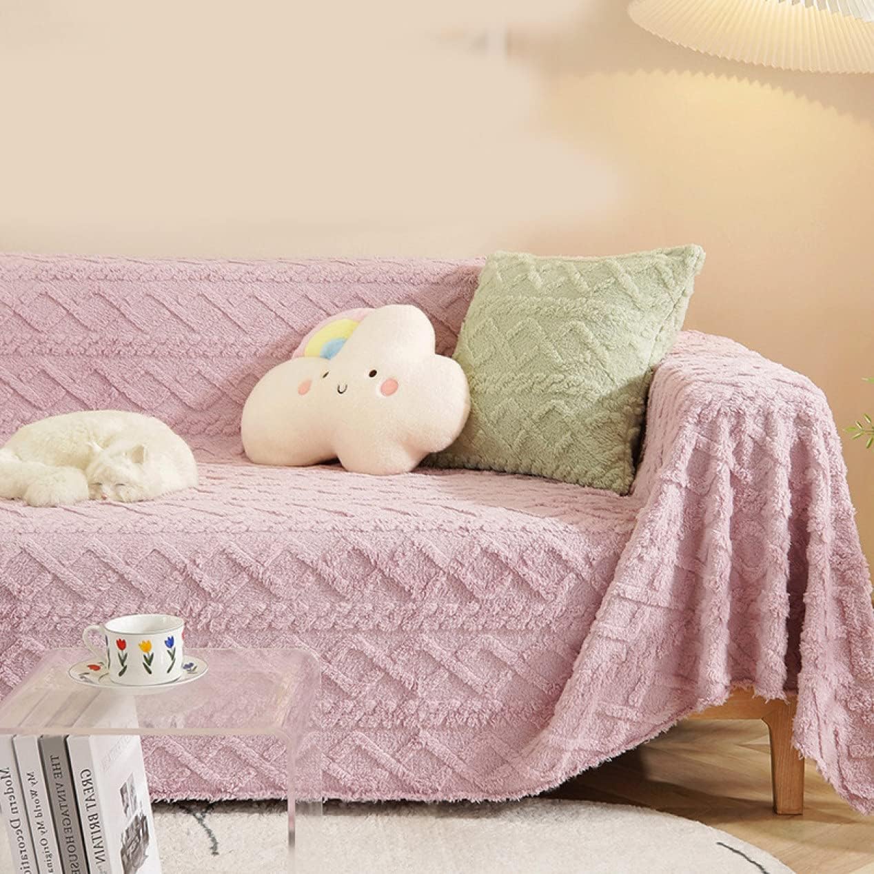 マルチカバー ソファーカバー 180*230 モケット ベージュ オフホワイト グリーン コットン 北欧 ウォッシャブル ラグ マット 長方形 大判 リバーシブル ソファカバー ベッドスプレッド 洗え