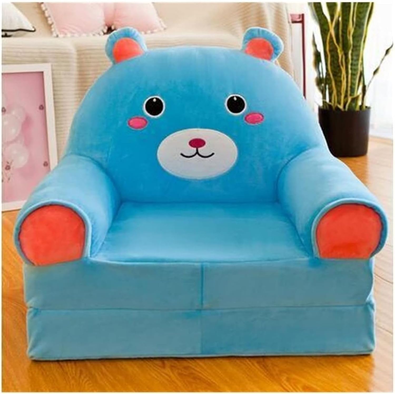 ベビーソファー 子供用ソファー 折りたたみ式 キッズソファーベッド 軽量 動物 ふわふわ 座布団 かわいい 座椅子 洗える 背もたれ 手すり付 気持ちいい 赤ちゃん 幼児 出産祝い 贈り物 ブルー40