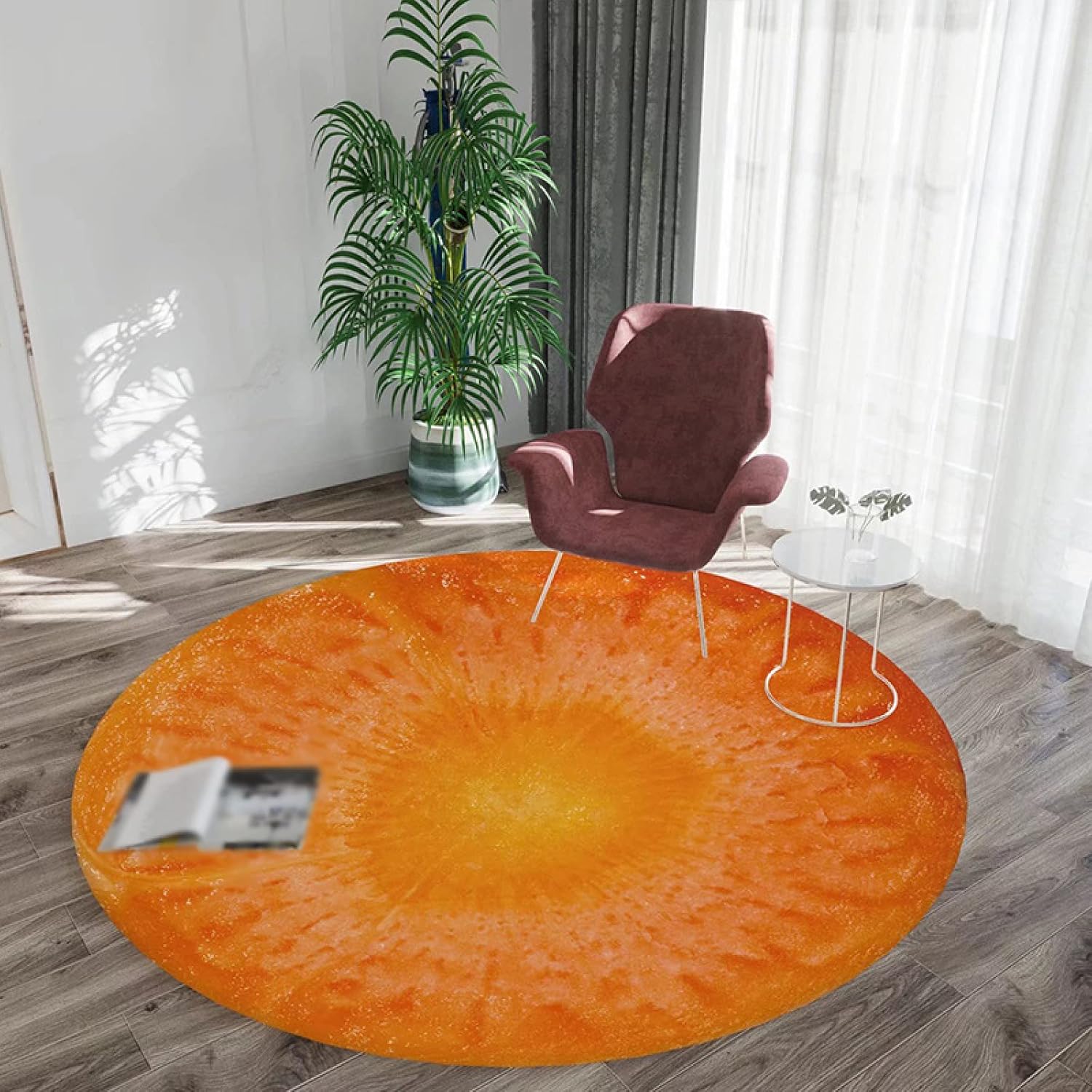 洗えるラグ 円形 北欧 円形ラグ 洗える スイカ ポリエステル 夏用 滑り止め付 リビング ラグ ホットカ..