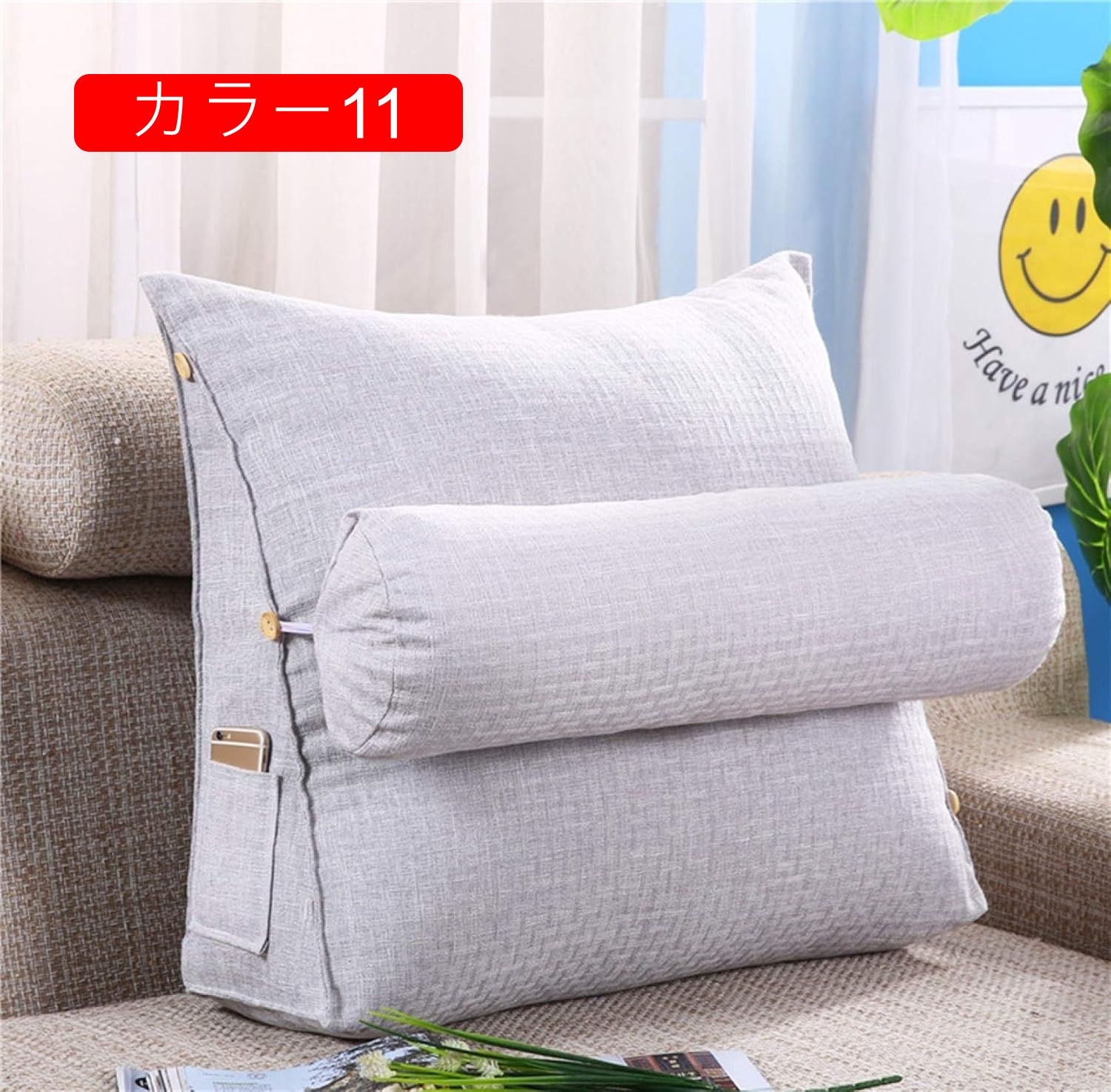 背もたれ クッション カラー18 ベッド 三角 うつぶせ クッション ベッドの上 60*50*20cm 三角クッション 背もたれクッション うつぶせ枕 うつ伏せ スマホ 読書 おしゃれ ベット かわい [3]