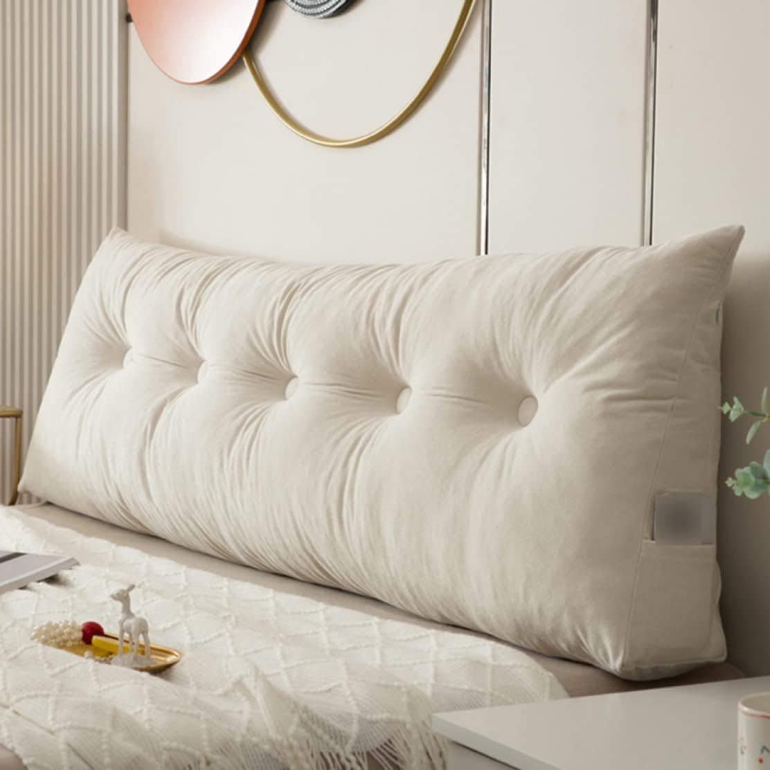 背もたれ クッション カラー ベッド用 150*12*40 クッション 取り外し可能なカバー付き 読書枕 ロングピロー 三角クッション ベッド ソファ ウェッジクッション プレゼント テレビ枕 背もた [2]