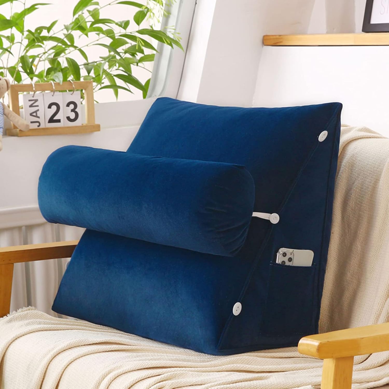 三角 ヘッドボードクッション 背もたれクッション 60*50*20cm 大きめ 三角 枕 ベッド 腰クッション 椅子 背もたれ 三角クッション テレビ枕 腰掛クッション 背当て 腰枕 低反発 ふわふわ