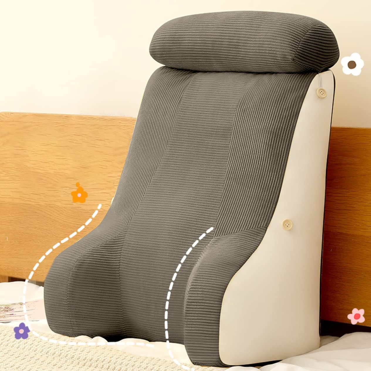 背もたれ クッション ベッド 三角クッション 座椅子 大きい おしゃれ クッションソファ 足枕 腰枕 ウェッジ 寝れる 枕 北欧 洗える 40*50*28 フロアクッション 出窓クッション 腰当てクッ [2]