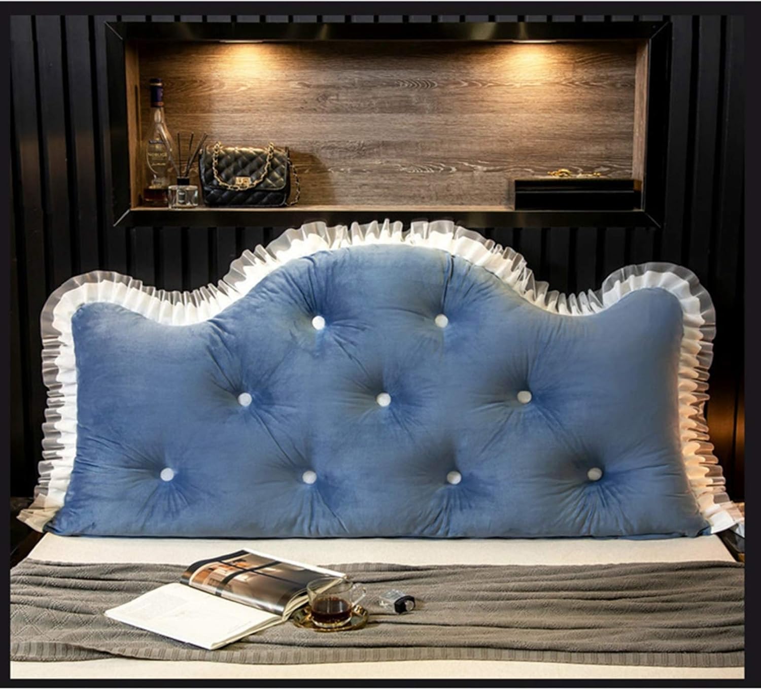 背もたれ クッション 枕 低反発 レストクッション 座椅子 腰楽クッション ソファクッション 腰枕 ベッド用 自宅用 リラックス 取り外し可 洗える背もたれサポート 読書 テレビ ネイビー 映画鑑賞 [2]