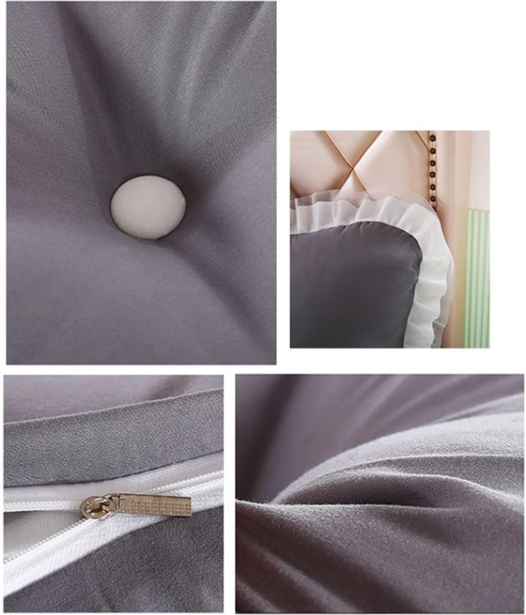 ラージ 三角枕 ヘッドウェッジ枕 ソフト くつろぎ お姫様 クッション ベッド ダブルベッド 実用的 背もたれクッション グレー レース付き ロングクッション 腰当て 90*70*20cm まくら リ