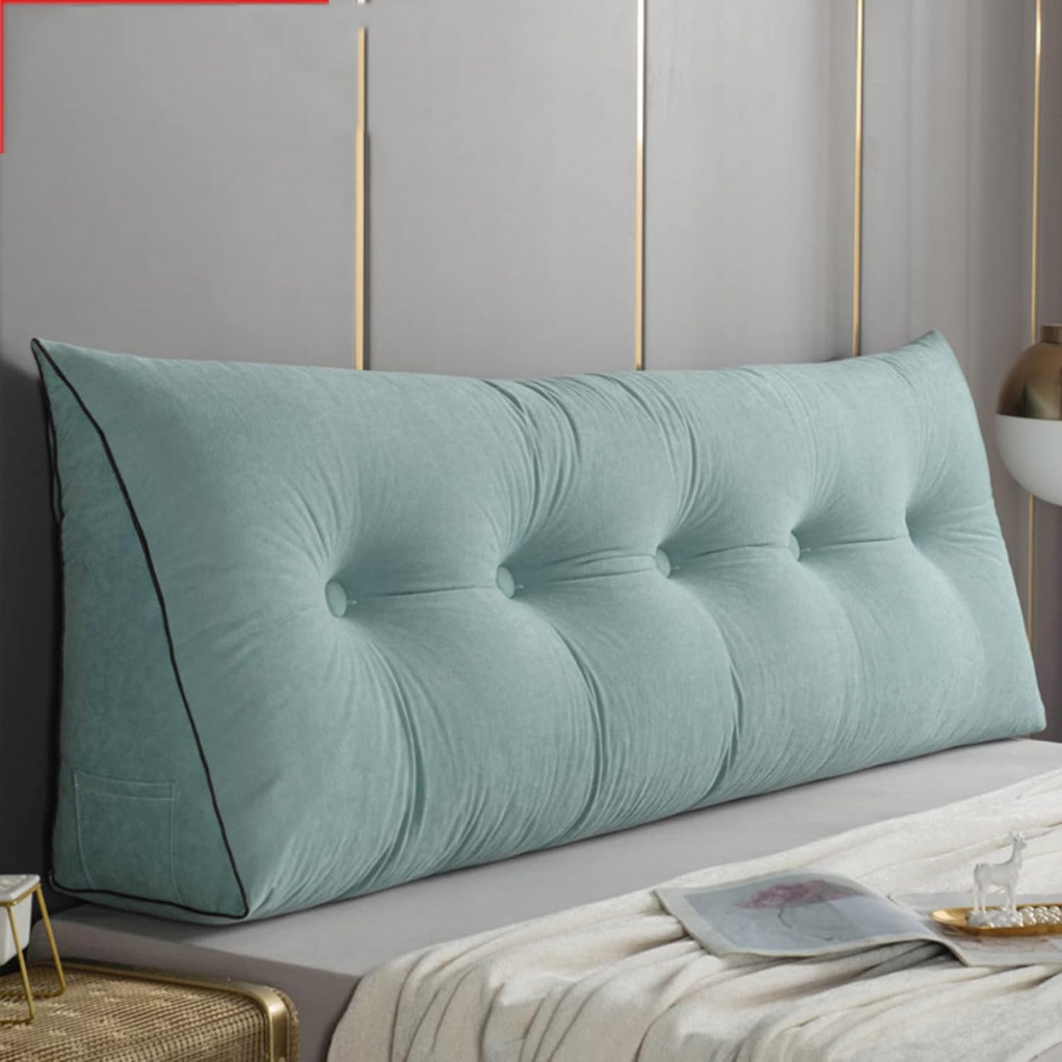 背もたれ クッション ベッド 三角 背もたれクッション 三角クッション 三角枕 ソファー 読書 ロング ライトブルー ふわふわ ベッドクッション 背中クッション ベッド用 低反発 まくら 120*45