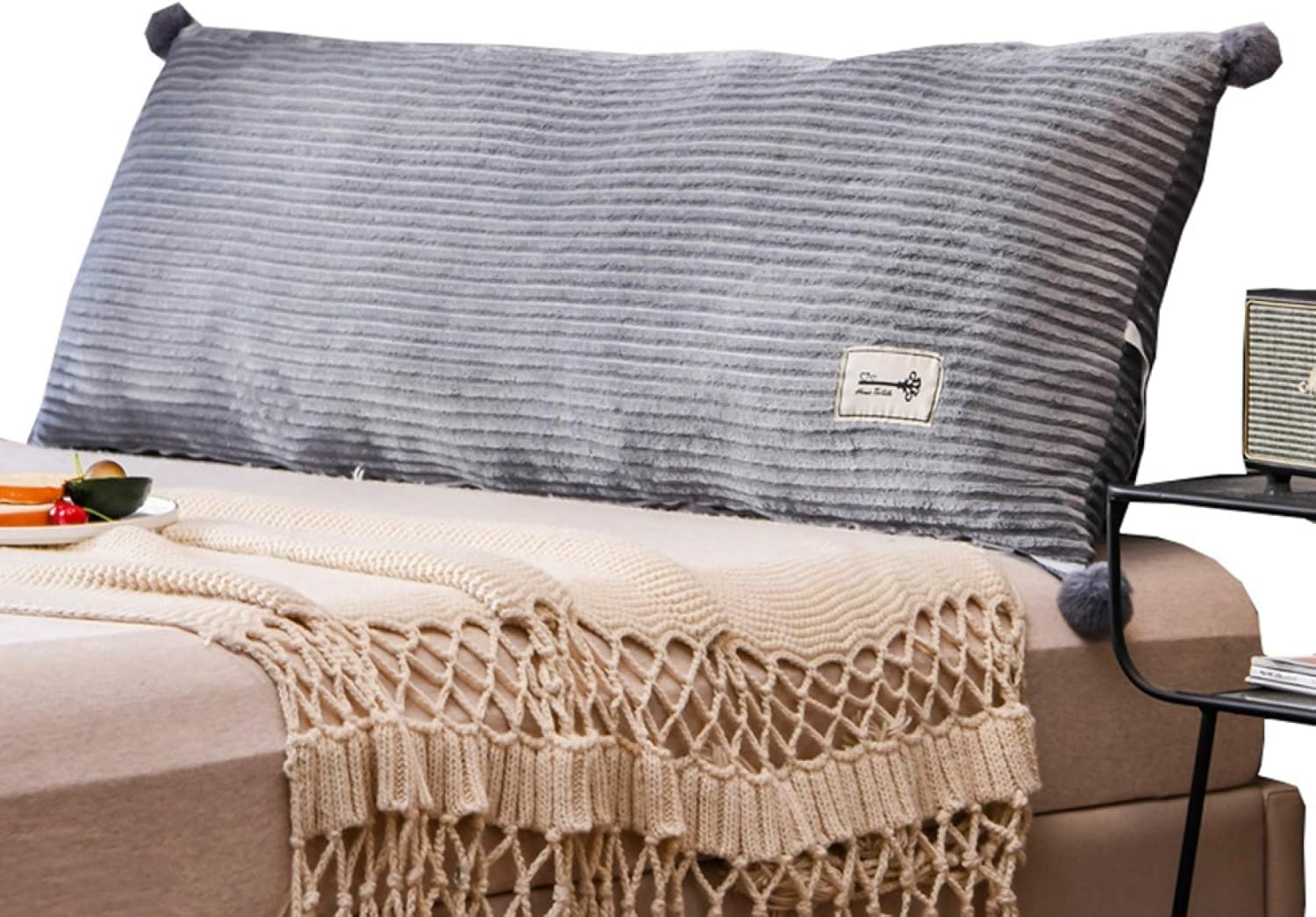 ボディポジショナーピローウェッジ 読書ベッドレストスローピローボルスターヘッドボードバックサポート 001 120*45cm クッションデイベッド用取り外し可能なカバー付き レース バッククッション [3]