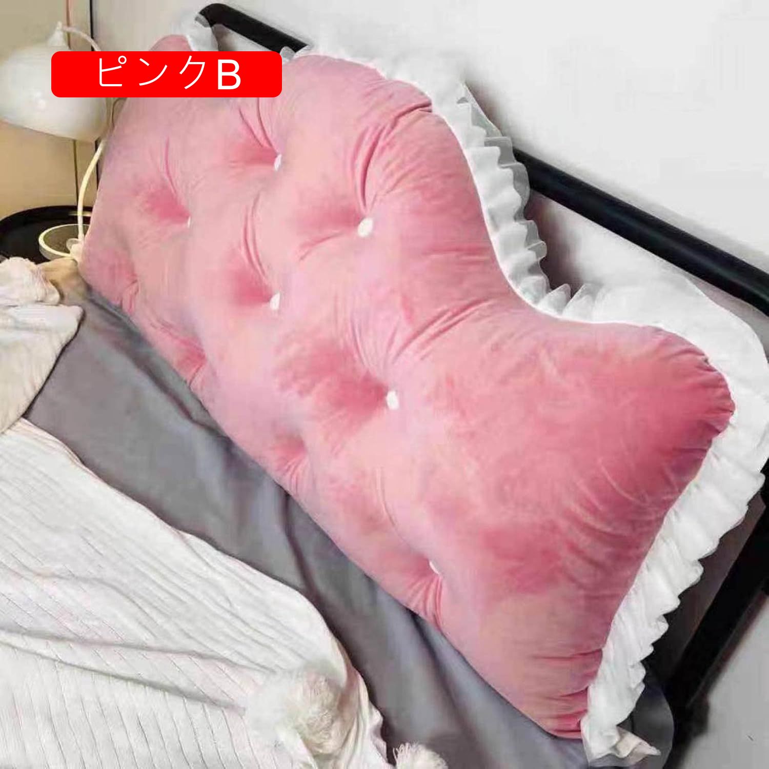 ウェッジクッション ロングクッション ラージ クラウン おしゃれ ヘッドウェッジ枕 読書用 自宅用 耐久性 疲労を防ぐ ピンクB 腰クッション 120*70*20cm ソファクッション プレゼント用 [2]