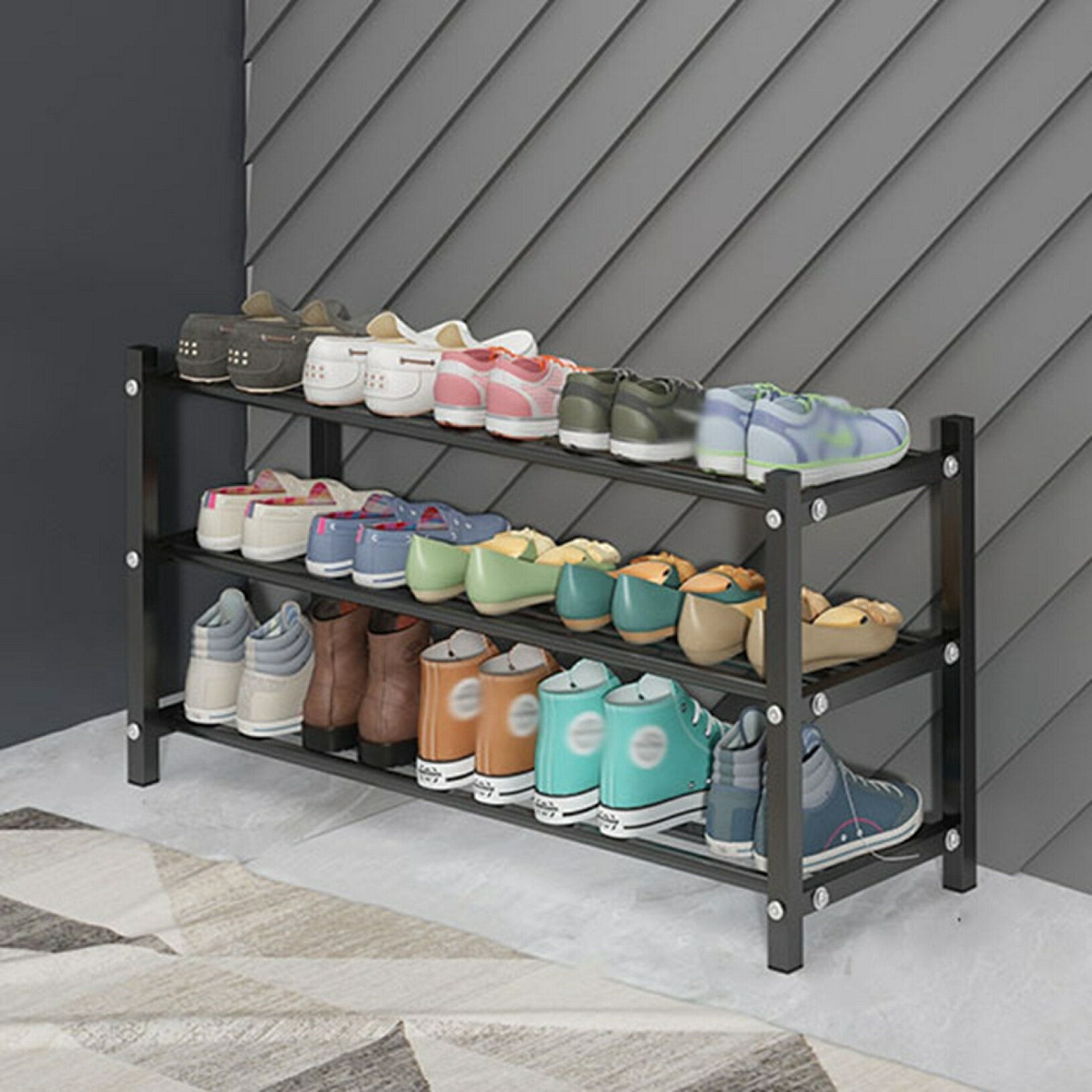 シューズラック スリム 大容量 ステンレス 省スペース 安定性 玄関収納 組み立て式 靴棚 大容量 おしゃ..