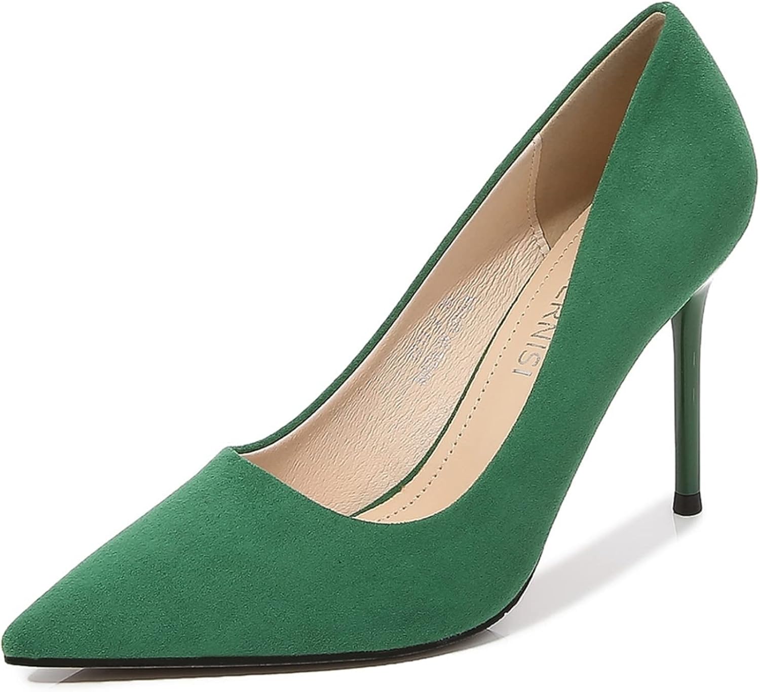 　　　 ◆◇◆売れている秘密◆◇◆ ヒールのタイプ: スティレットヒール 留め具の種類: プルオン 表地素材：スエード　ソール素材または裏地：ゴム　ヒールの高さ：9.5cm 安定感のあるソールで、柔らかくて履き心地の良いハイヒールです。軽くて歩きやすいので長時間の立ち仕事される方にも、お洒落をしながら働く方にもお薦めます。 足裏全体に施された滑り止め加工のおかげで転倒するリスクを軽減し、足への衝撃をも最小限に抑えます。 　　　◆◇◆注意事項◆◇◆ご覧のモニターの環境、撮影環境により実物と色味が異なって見える場合がございます。湿った状態で他のものと擦り合わせると色が移る恐れがあります。濃色品の洗濯時は、白色、淡色と分けて洗ってください。説明 普段使いでもパーティーシーンでも使えるピンヒールパンプスです。人気のポインテッドトゥを採用することで足先をより美しく見せしてくれます。細部にまでこだわり丁寧に作り上げたパンプスなので、この履き心地の良さをぜひ実感してください！シーズンに合わせ、10代 20代、30代、40代、50代と年齢を問わずおしゃれを楽しんで頂きます。サイズにつきましては若干の誤差が生じる場合がございます。足の形は人によって個人差があるため、サイズ感はあくまで目安としてお考え下さい。?靴が小さ過ぎたらトどうしようもないため、ゆったりを持ったサイズ選択をお勧め致します。少し大きい場合は、中敷などで対応できる場合が多いです。お使いの環境などにより実物と色が違って見えることがございます。実際の商品と細部が異なる場合がございます。すべての商品は生産したばかりで、限られた時間で入庫せずに配送したゆえ、一部の商品がまだゴムまたは接着剤の匂いがあります。商品を風通しのいい場所に数日置くと匂いが消えます。