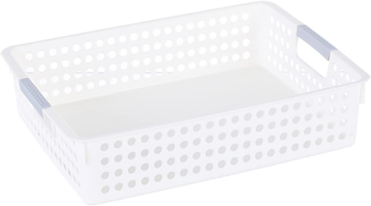 収納バスケット プラスチック 収納バスケット 白 小物 おもちゃ 雑貨 ホワイト 書類 雑誌 プラスチック 収納バスケット デスクトップバスケット オーガナイザー キッチン バスルーム 27*18*1
