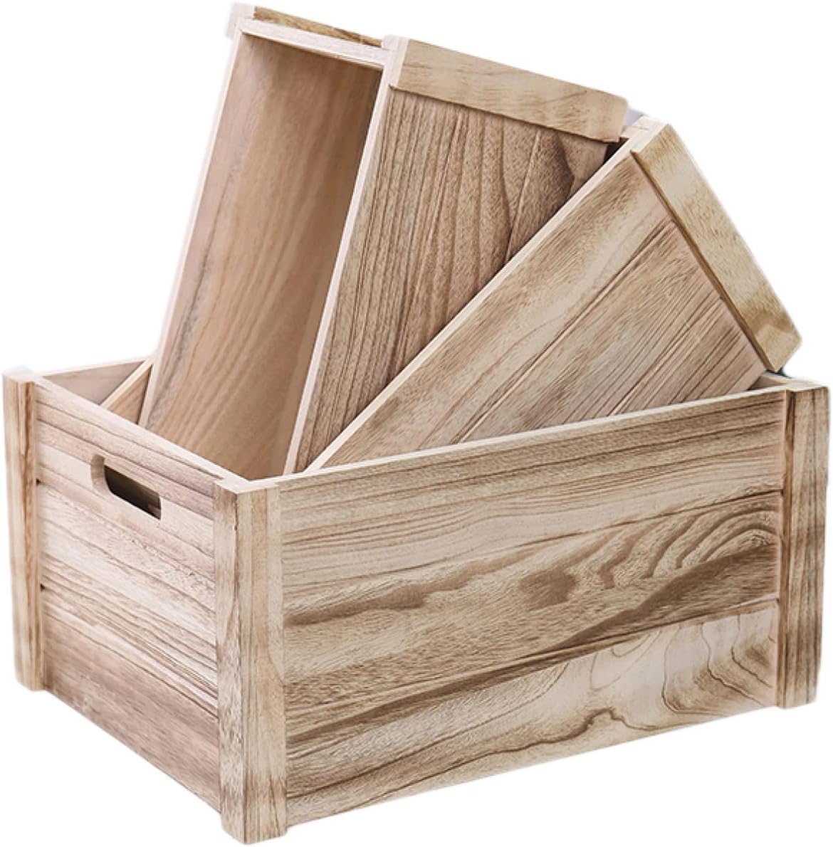 収納ボックス 木製ボックス ウッドボックス ヴィンテージ リビング キッチン ダイニング 寝室 北欧 インテリア アンティーク モダン オシャレ 収納ボックス ガーデン収納 本棚 ブラウン 3.SET