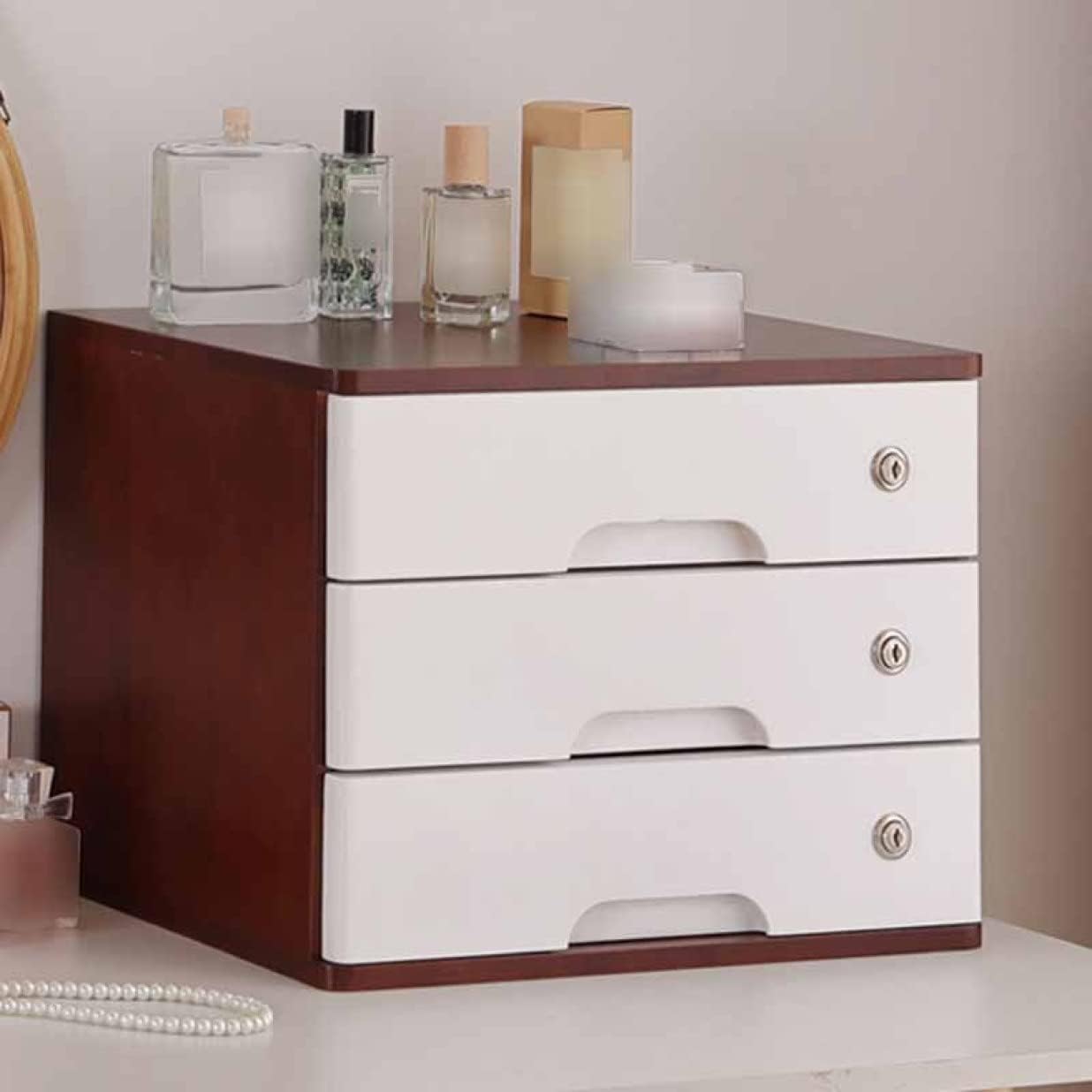 引き出し 卓上収納ケース 木製 収納ボックス スタイル2 大容量 木製 収納ケース ヴィンテージ 長方形 40*30*31cm 玄関 リビングルーム デスクトップ オーガナイザー デスク 机上収納 雑