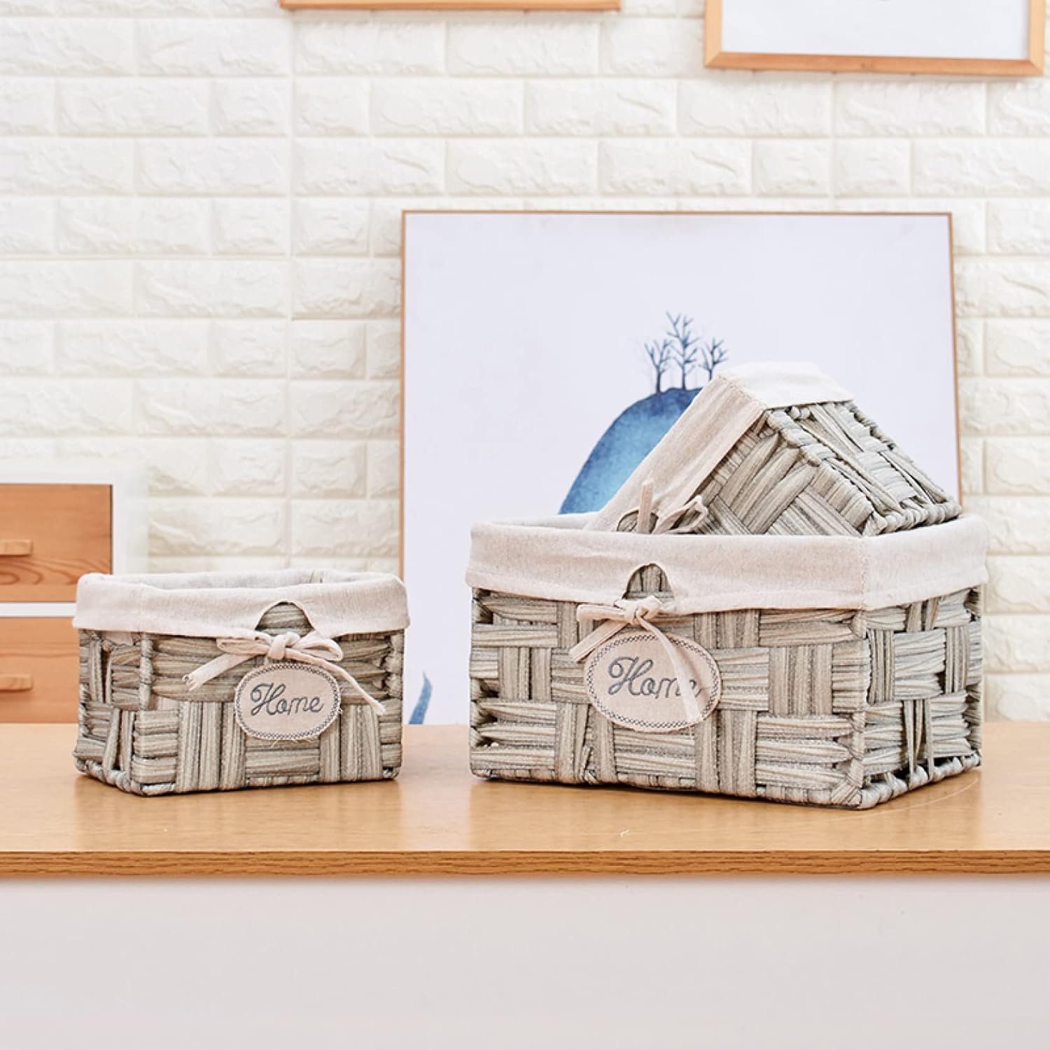 OS STOREの収納かご 収納バスケット 籐かご 浅型収納かご おもちゃ おむつ 編み物用具 玄関用品 浴室用品 タオル スタイル1 新聞 雑誌 お菓子 果物 リビング 居間 寝室 籐かご収納かご キャンプ 天然素材｜アングル3