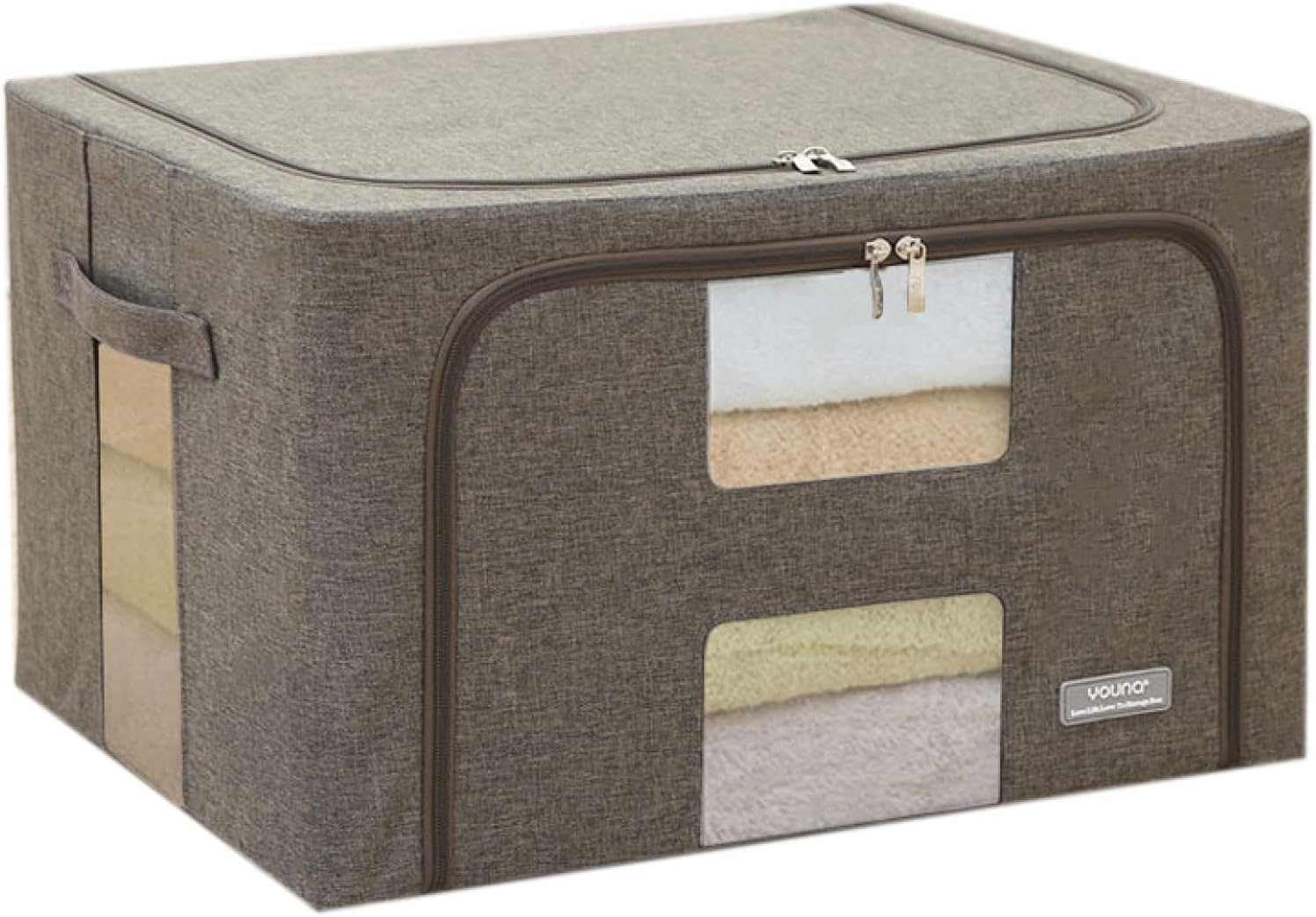 収納ケース 大容量 折りたたみ収納ボックス フタ付き 透明窓 多機能 不織布 折り畳み式 衣類 おもちゃ 押入れ収納 スタイル4 引き出し 組み立て式 使いやすい 使い分け 60L*2 持ち運びが楽々