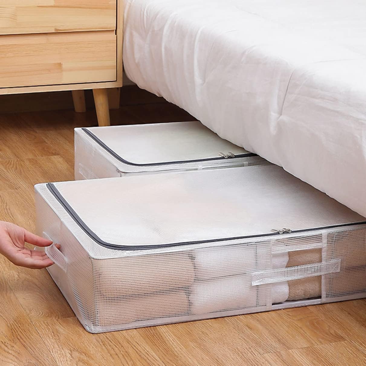 ベッド下収納ケース ベッド下収納ボックス スタイル 80*47*23cm ふた付き 折り畳み 防塵 防湿 綿麻 衣類 おもちゃん ベッド下収納容器 ファスナー付き 布団収納バッグ 収納ケース スペース