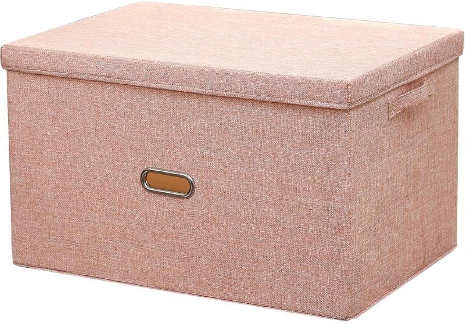 北欧 収納ボックス ピンク ふた付き 布製 綿麻 大容量 折り畳み 収納ケース 取っ手付き 衣類収納 防塵 M 整理箱 おしゃれ 書類収納 小物収納 多用途 おもちゃ収納 書類収納 衣類整理 雑貨収納