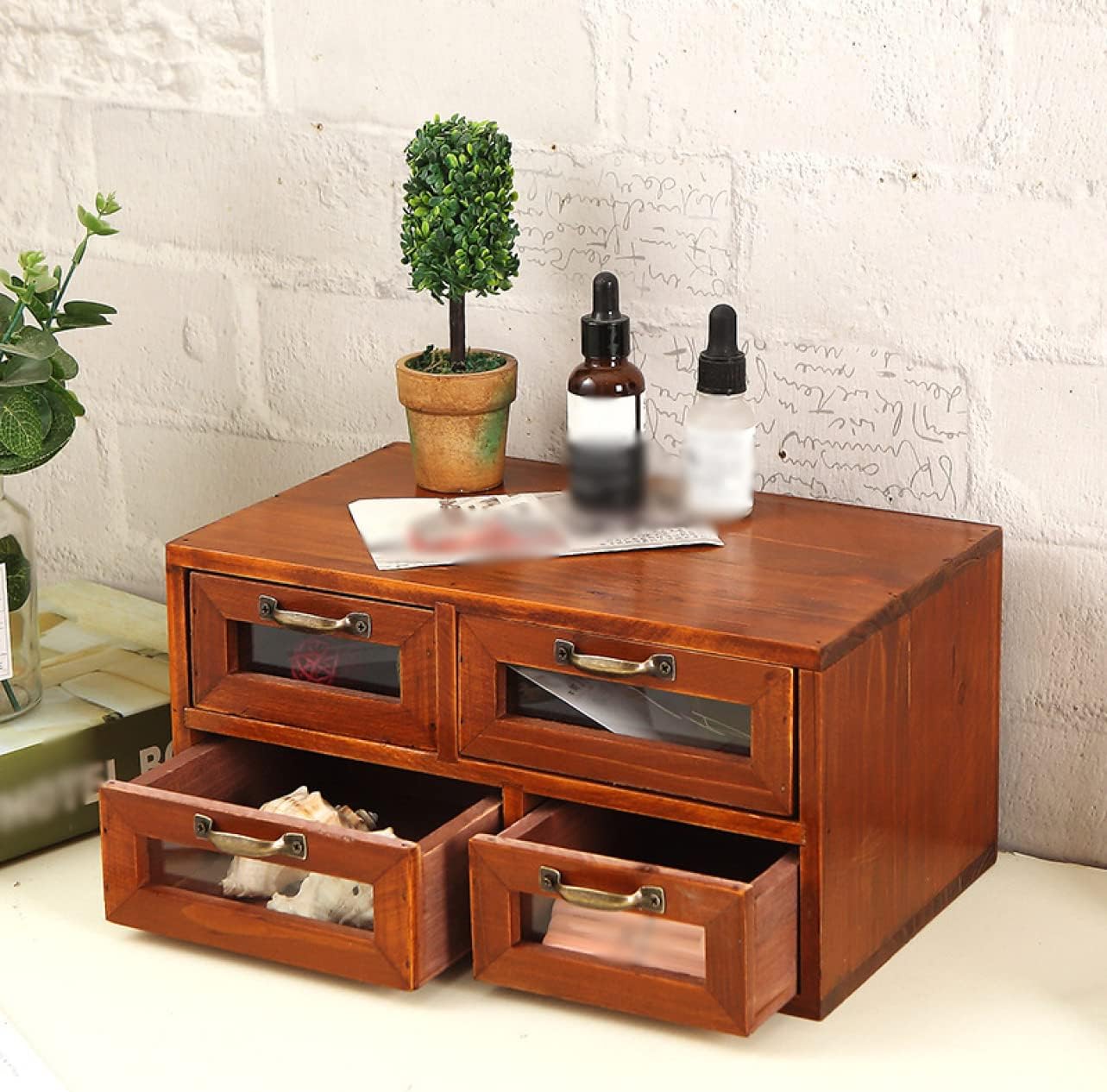 小物収納ボックス 木製 段引き出しアンティーク B30*18*10cm 引き出し チェスト 卓上収納ボックス 引き出し スタイル4 小物入れ 書類 引出し 多機能 大容量 小物収納 化粧品収納 文房具