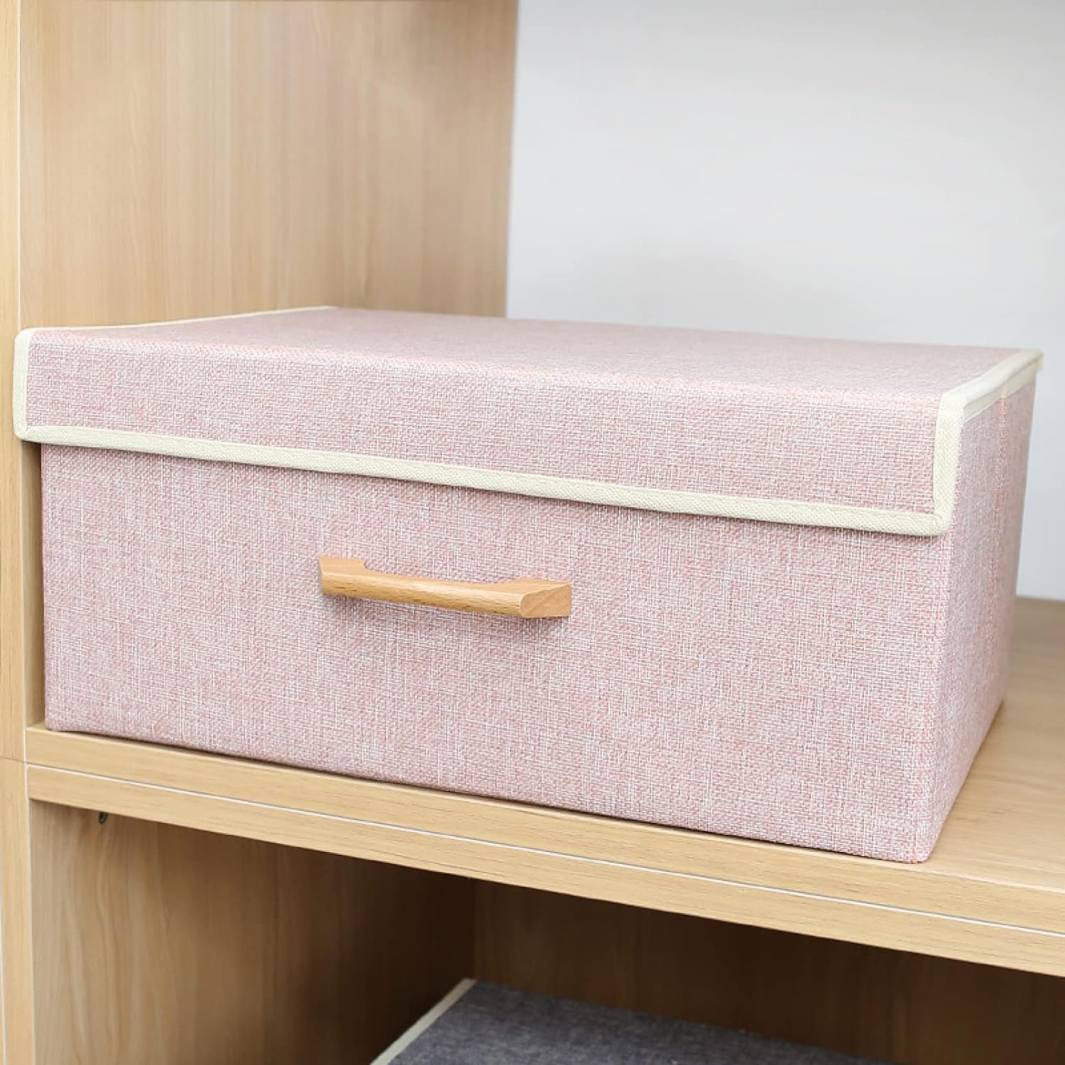 衣類収納ボックス 大容量収納ケース 33*24*18cm*1 純綿 布団収納袋 持ち手付き 衣装ケース 羽毛ふとん収納 蓋付き ピンク 折り畳み 収納ボックス ふた付き おしゃれ 整理箱 収納ケース