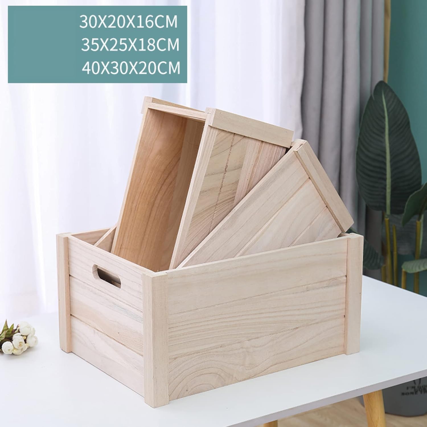 OS STOREの収納ボックス 木製 インテリア ヴィンテージ スタイル1 40*30*20cm アンティーク モダン オシャレ 押入れ収納 小物整理箱 A4 雑誌 小物 文具 整理整頓 子供 ベッド下 丈夫 かわいい｜アングル2