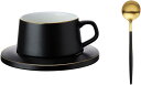 マグカップ 陶器 250ml 黒色 無地 スプーン付き クリスマス ギフト カップル ホーム オフィス コーヒーショップ 喫茶店 人気 ご夫婦 結婚記念日 新築祝い 女性 男性 可愛い エスプレッソカ(3)