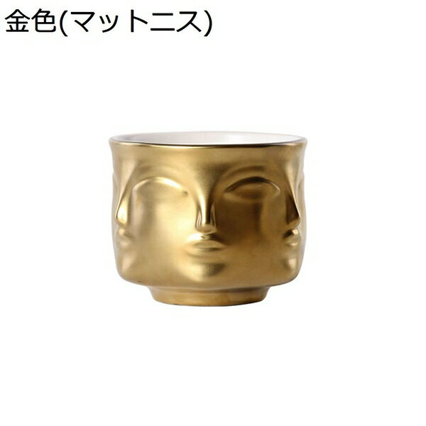 鉢植え　陶器　顔　北欧風　多肉茎植物　セラミック　陶芸　花瓶　花立て　華瓶　花器　花入れ　花生け　客間　リビングルーム　茶室　テーブル　置物　飾り物　シンプルモダン　ミニマリズム　おしゃれ