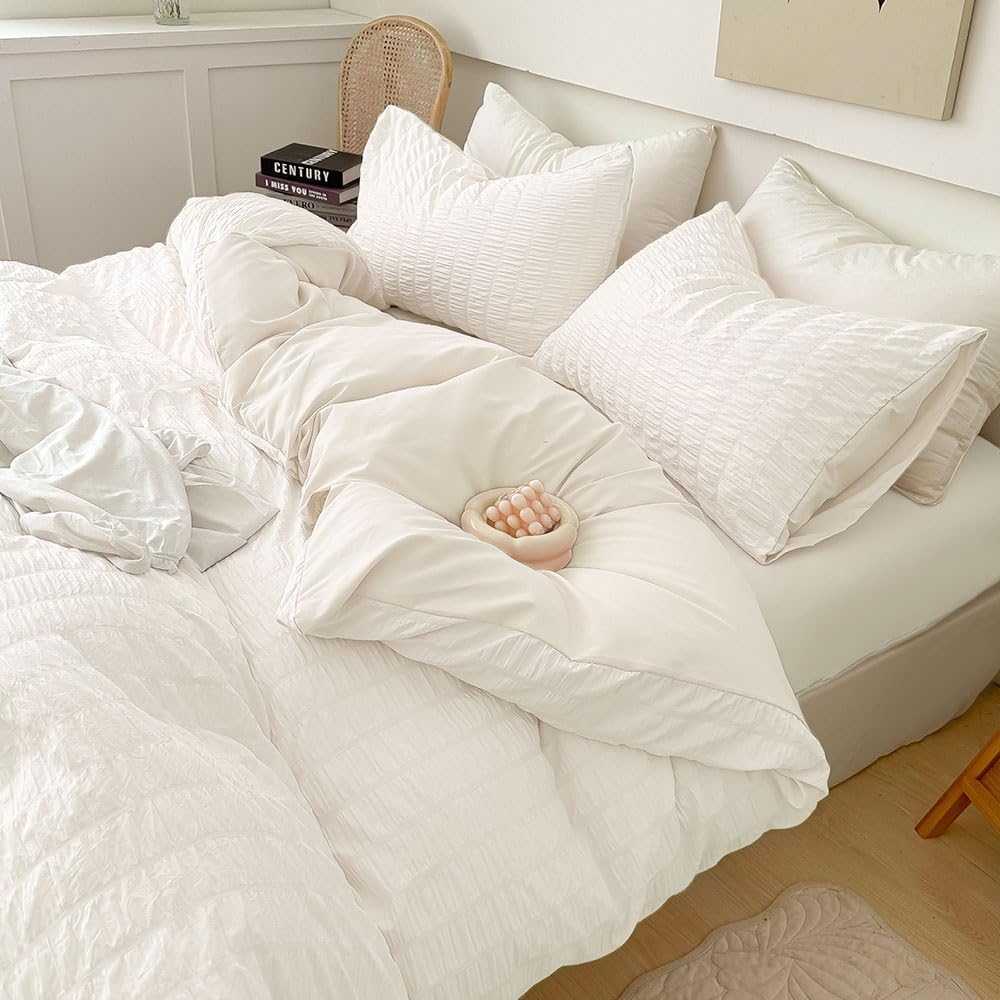 布団カバーセット シアサッカー生地 シングル 夏用 寝具カバーセット 掛け布団カバー ボックスシーツ 枕カバー 可愛い 柔らかい 快適 通気性 速乾タイプ 丸洗い オールシーズ