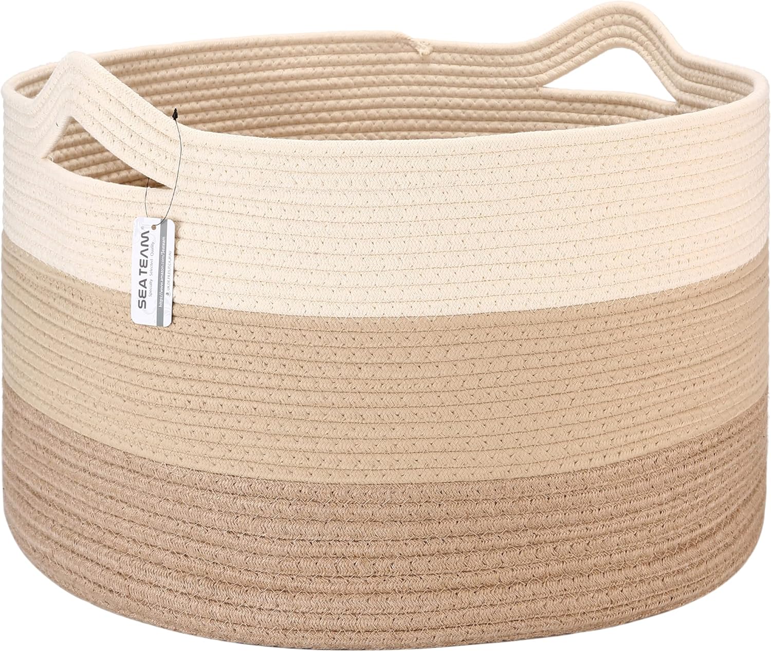 ランドリー収納 コットンロープバスケット 収納かごバ スケット 持ち手付き ランドリー ランドリーバス..