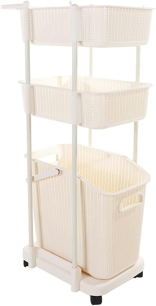 ランドリーバスケット 3段 洗濯カゴ スリム キャスター おしゃれ 四角 収納 かご
