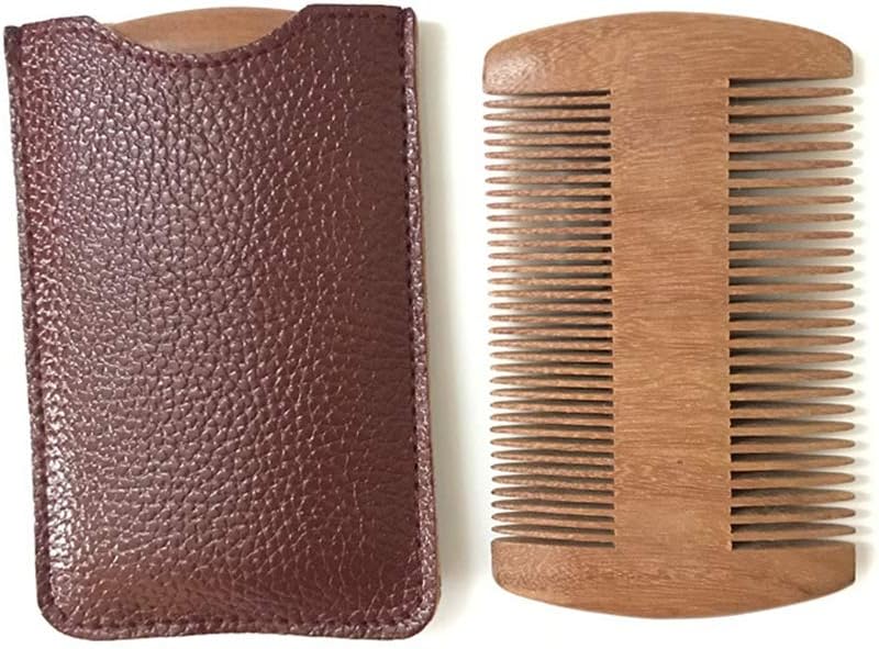 木製の髭の櫛細くて粗い歯を持つのサンダルウッドの髭の櫛-日常の持ち運びに適した静電気防止用ポケット櫛