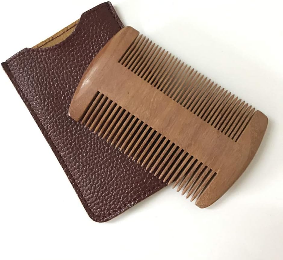 木製の髭の櫛細くて粗い歯を持つのサンダルウッドの髭の櫛-日常の持ち運びに適した静電気防止用ポケット櫛