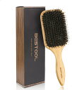 ヘアブラシ 豚毛 くし 木製 櫛 パドルブラシ メンズ レディース こども ヘアケア 高? コーム サラサラ 艶髪 髪質改善(M号)