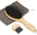 ヘアブラシ 豚毛 くし 木製 櫛 パドルブラシ メンズ レディース こども ヘアケア 高? コーム 頭皮マッサージ サラサラ 艶髪 絡まない 髪質改善