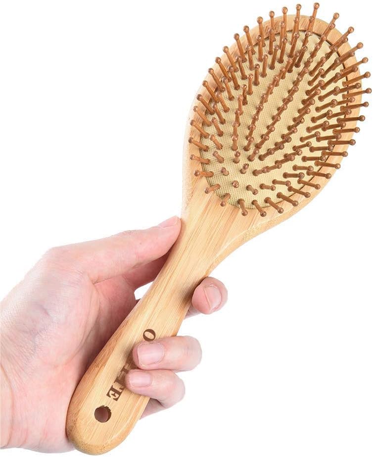 ヘアブラシ 竹製櫛 ヘアケアブラシくし ヘアケア 頭皮&肩マッサージ 静電気防止 握りやすい 人間工学 美髪ケア 頭皮に優しい メンズ レディースに適 (Large)