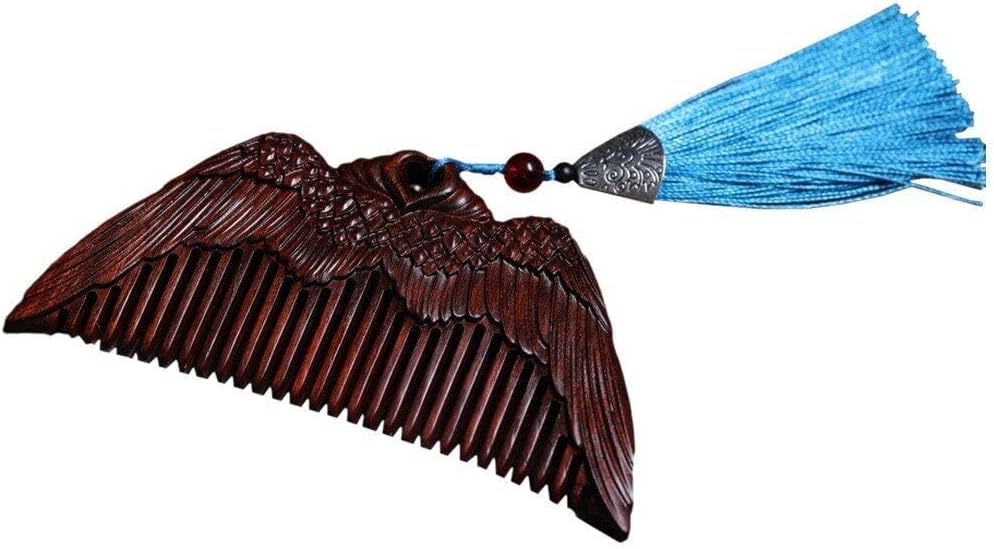 櫛 ヘアコーム くし 天然 木製櫛 白檀櫛 中國風 ポータブル 帯電防止 マッサージ タッセル ペンダント ..