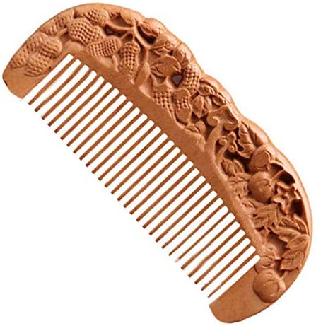 彫り込み 天然桃木製くし ヘアブラシ くし ブラッシングブラシ 櫛 つげ クシ 桃木製 つげ クシ 櫛 木製..