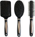 ヘアブラシ 櫛 コーム 美髪ケア ロールブラシ 巻き髪 頭皮 マッサージ 絡まない 静電気防止髪くし お風呂用 日常用 プレゼント メンズ 3個セット(ゴールデ...