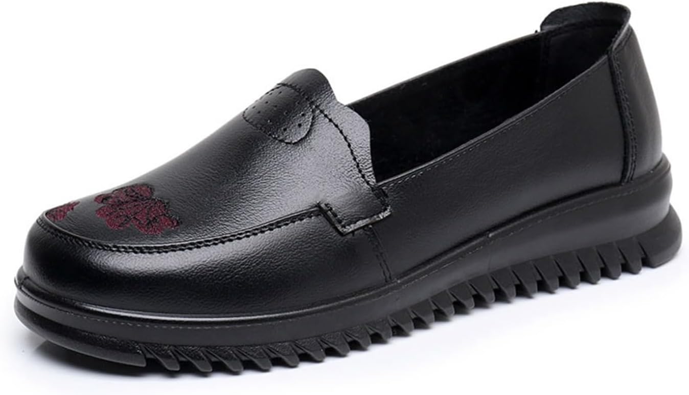 高齢者 靴 レディース シニアシューズ 通気性 快適 履きやすい 疲れにくい 滑り止め 介護シューズ 婦人靴 脱ぎ履き簡単 幅広 カジュアル 外履き 敬老の日 レトロ 刺繍 花柄 黒 プレゼント 大き