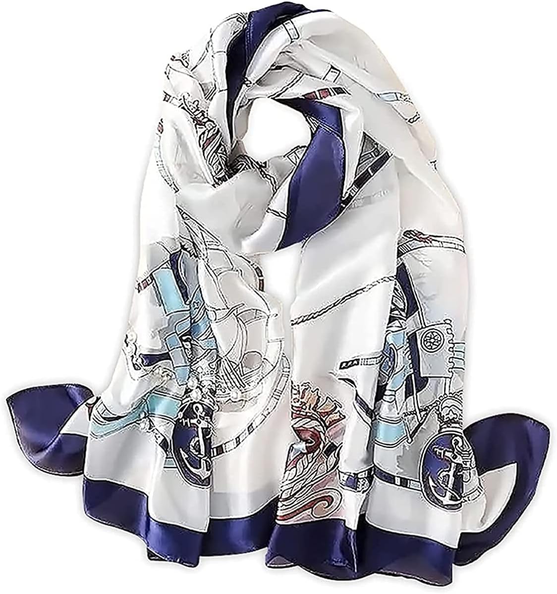 スカーフシルク レディース 上品 レトロなアート絵画柄 柔らかい天然絹マフラー 大判ストール 薄手 日焼け止めショール 海辺 お洒落 春夏秋冬 旅行 通勤用