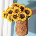 ひまわり 造花 花束 10本セット 人工観葉植物 ブーケ 枯れない花 花飾り 造花グリーン 置物 写真撮影 結婚式 誕生日 お祝い プレゼント インテリア 部屋...