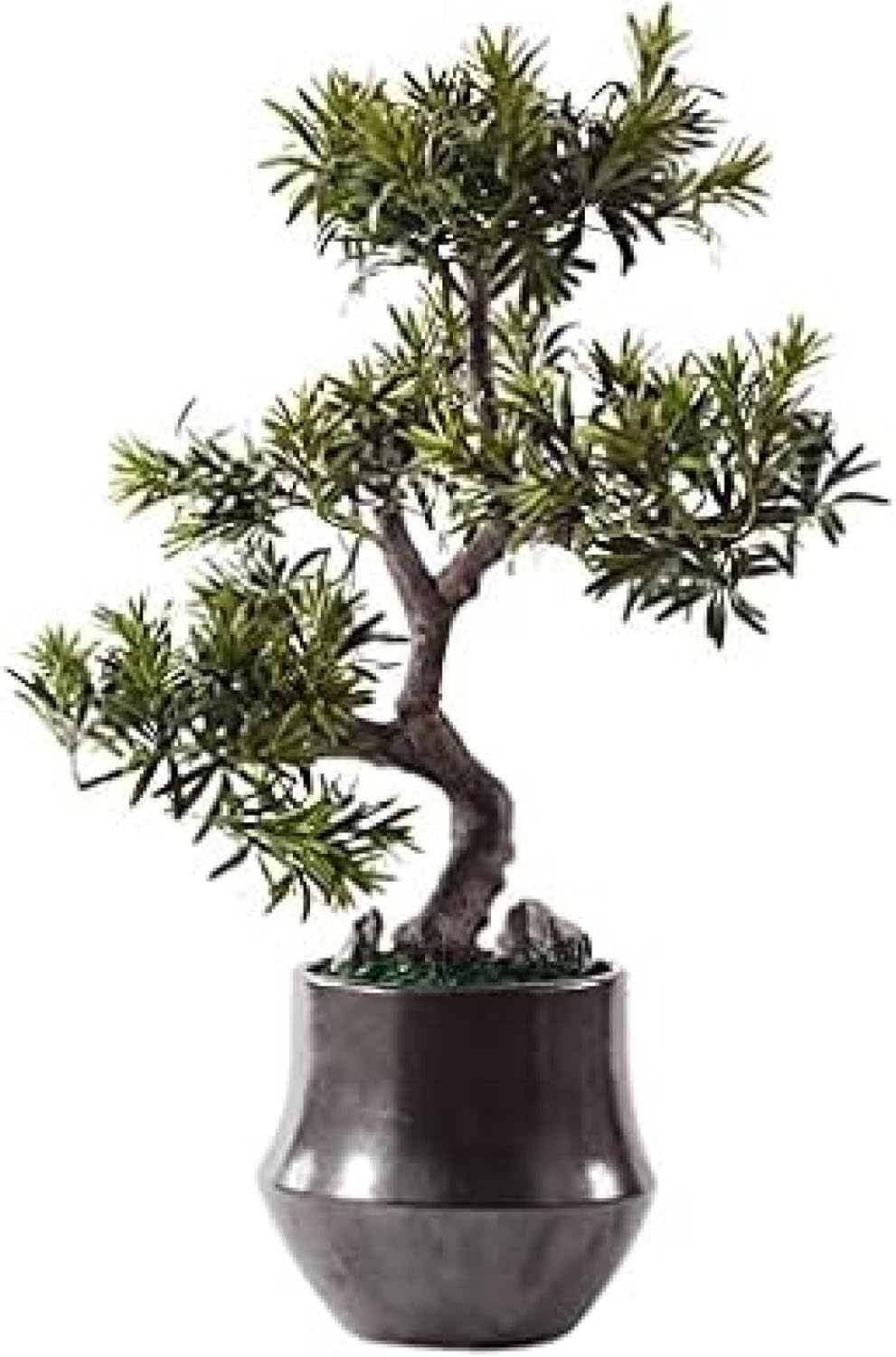 人工観葉植物 人工盆栽の木のセラミック植木鉢模擬緑の植物の鉢植えの植物家族のリビングルームと研究..