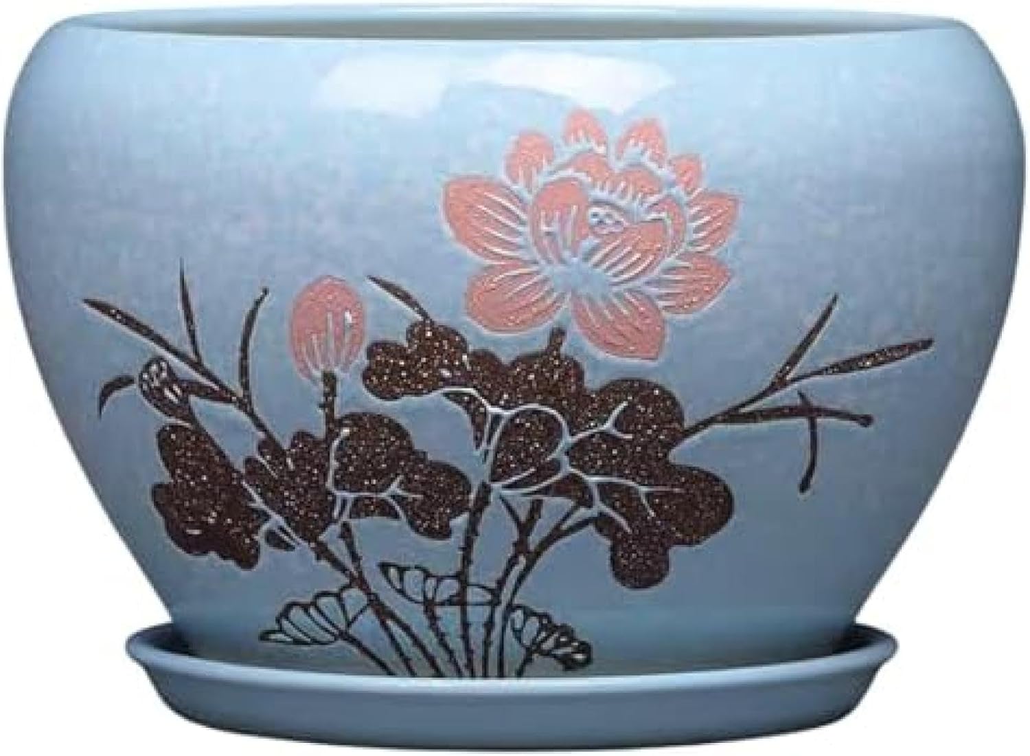 陶器鉢 植木鉢 受け皿付き 穴付き セラミック植木鉢 植物育成 花栽培 野菜栽培 園芸 ガーデン用品 飾り..