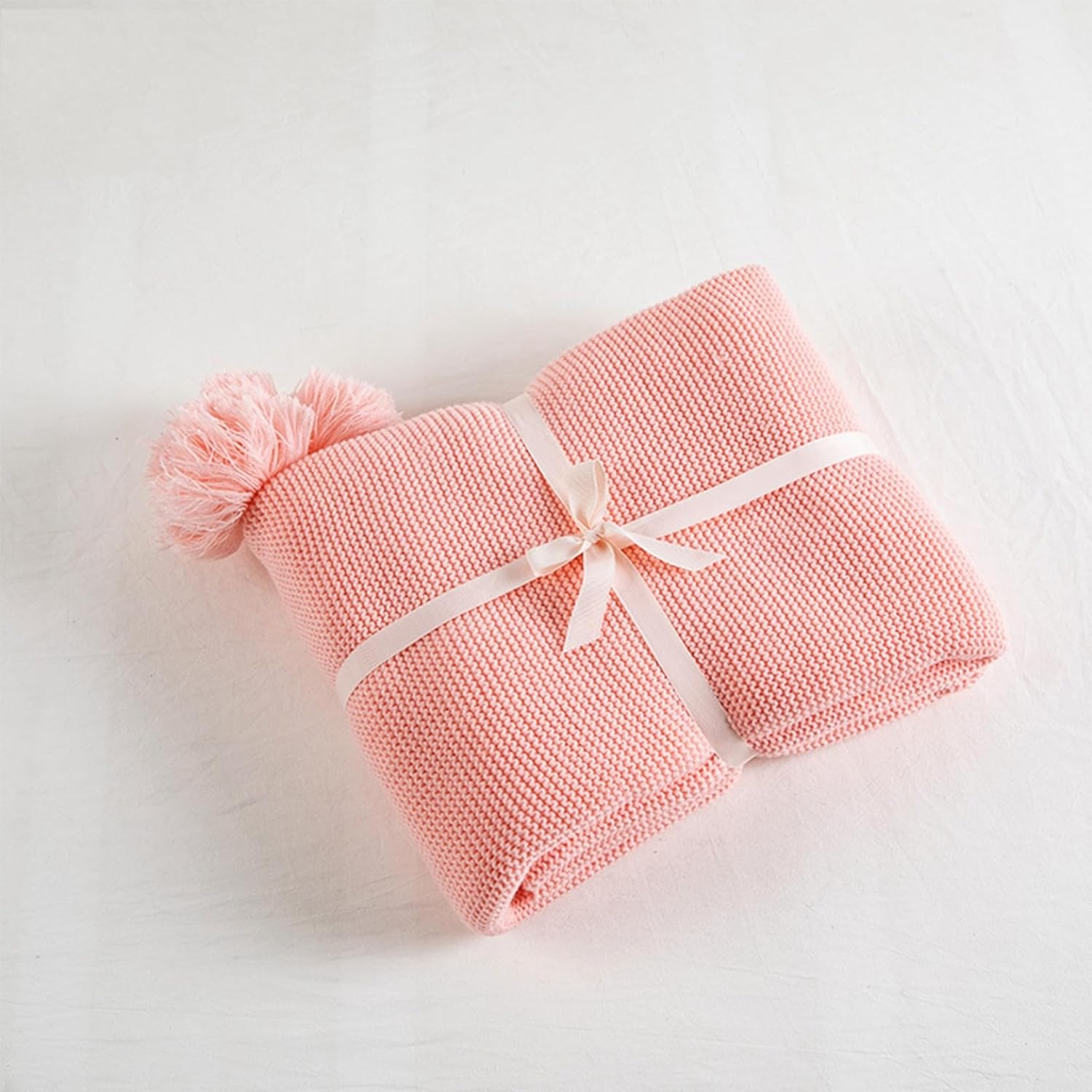 ニットブランケット 大判毛布 ひざ掛け 肩掛け 掛けふとん 北欧 タッセル ワッフル 多機能ブランケット マルチクロス ソファー用 北欧風 タオル 防寒 保温 丸洗い可 薄手 無地 簡約 春夏秋 ピン