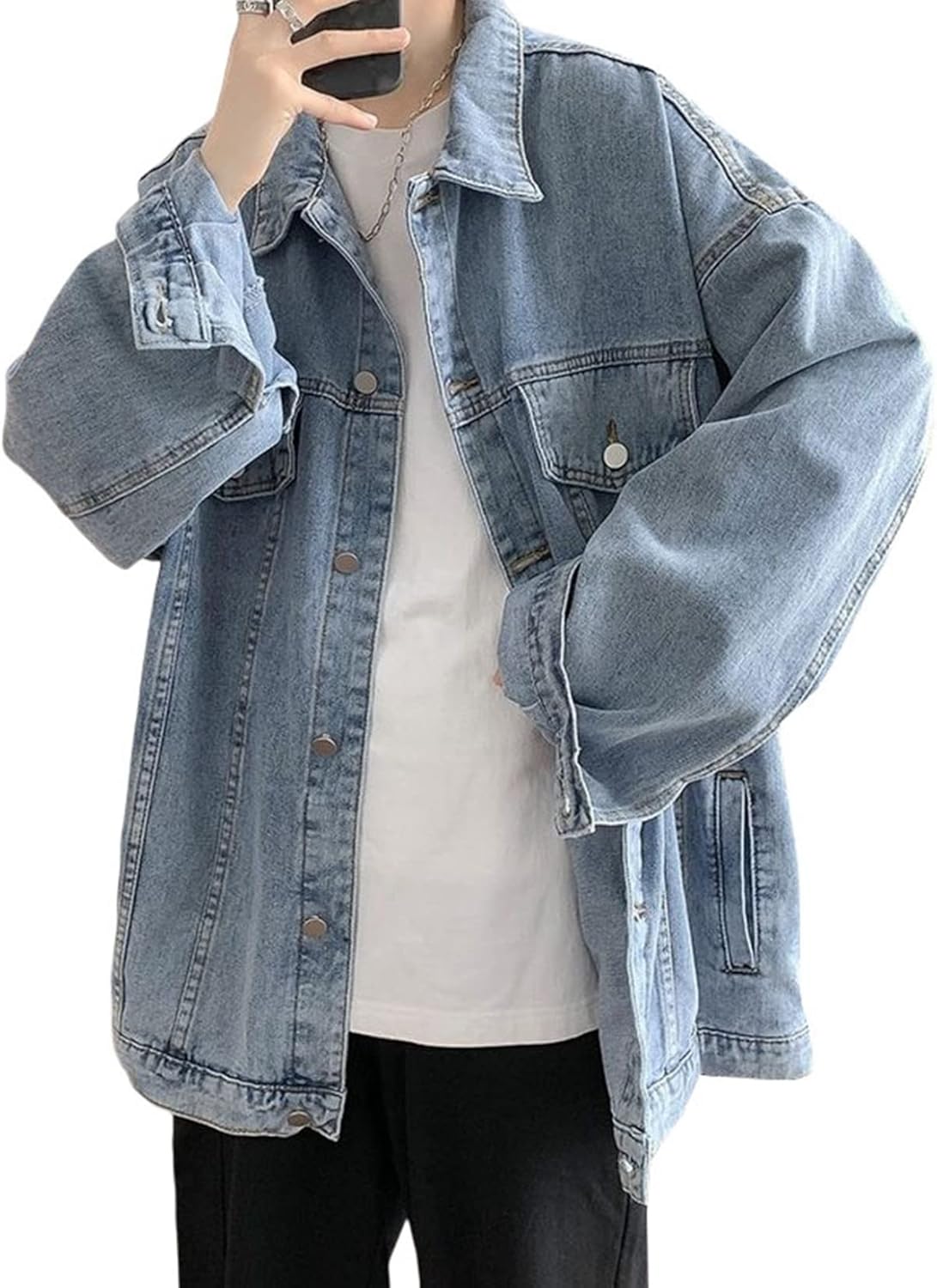 メンズ デニムジャケット ジージャン 春秋 長袖 ジャン シンプル 大きいサイズ お出かけ 通学 通勤 カジュアル おしゃれ 折り襟 無地 洗える ゆったり