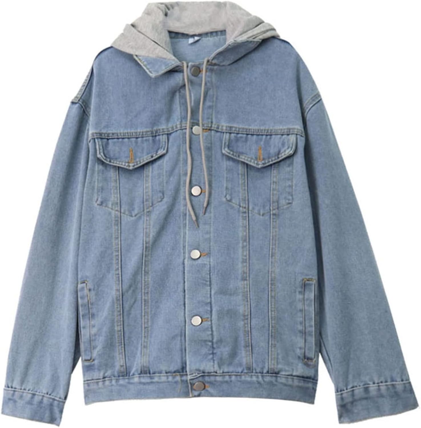 フード付き デニムジャケット ジャン レディース 大きいサイズ ゆったり シルエット 綿 快適 ストレッチ 長袖 防風 防寒 春秋 ジージャン カジュアル 通勤 通学 お出かけ 着回し きれいめ BF