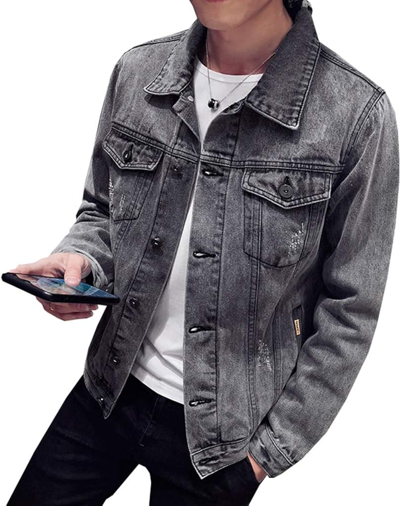 デニム ジャケット ジャンパー メンズ 大きいサイズ 春秋 ウォッシュ加工 ジャン 長袖 綿 カッコイイ カジュアル 通勤 通学 お出かけ 快適 防寒 防風 無地 アウター 4色選べる M-5XL