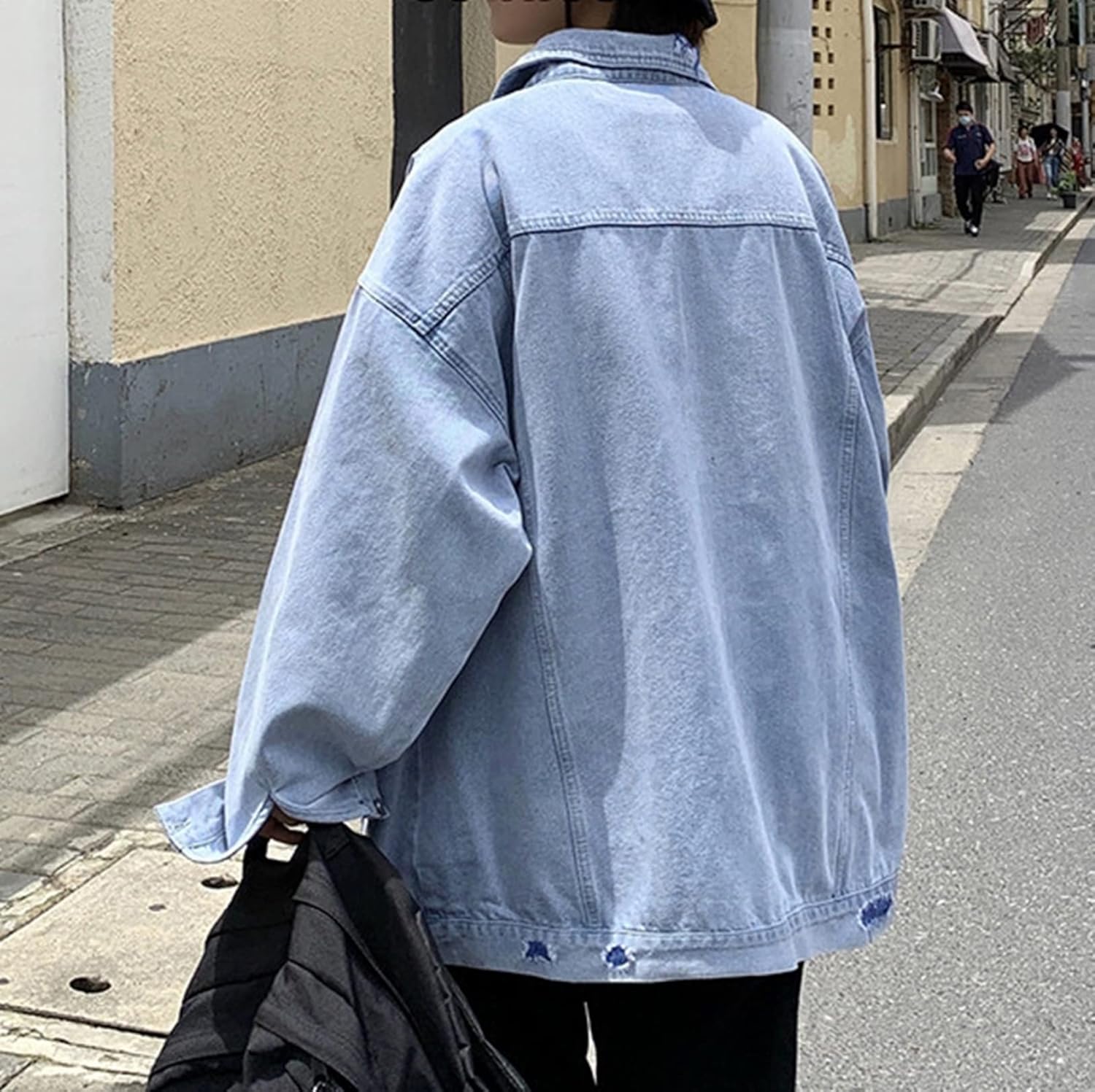 ダメージ加工　デニムジャケット　メンズ　春秋　防風　防寒　カジュアル　お出かけ　通勤　通学　ジャン　カッコイイ　おしゃれ　着回し　ゆったり　大きいサイズ　M-3XL　ブルー　ブラック　ジージャン