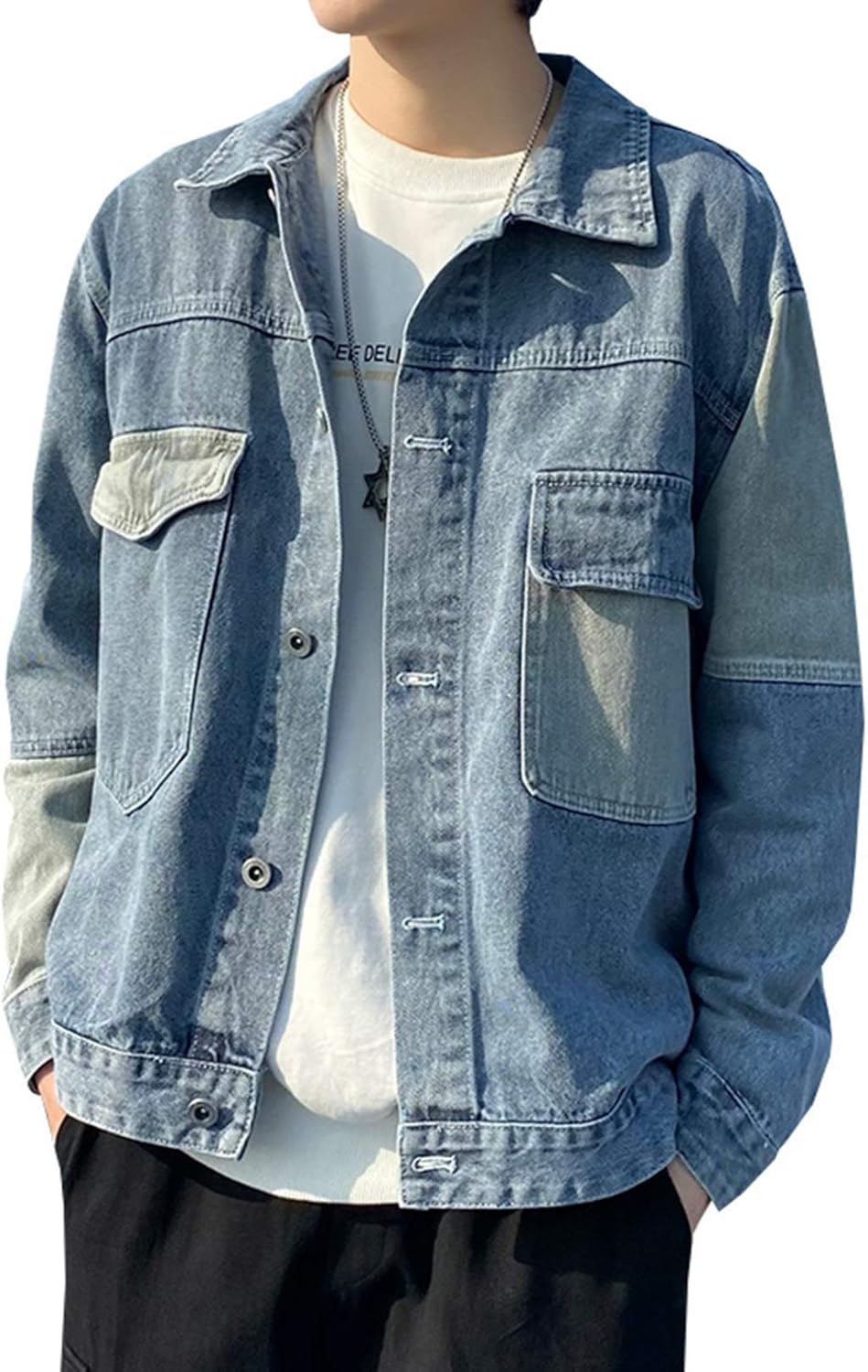 デニムジャケット メンズ S-3XL 大きいサイズ 春秋 防風 防寒 ジージャン おしゃれ カッコイイ ゆったり ストレッチ 快適 合わせやすい ジャン 通勤 通学 お出かけ ブラック/ブルー