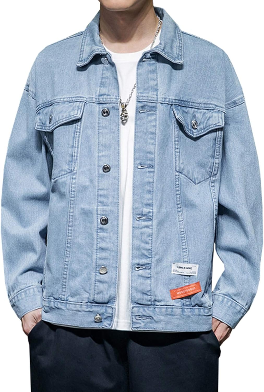 ベーシック ジャケット デニム メンズ 春秋 M-5XL 大きいサイズ ストレッチ ゆったり ジャン ジージャン ファッション カッコイイ 合わせやすい 防風 防寒 通勤 通学 お出かけ グレー/ブル